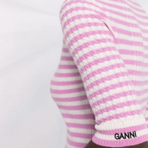 GANNI Pink & White Striped Sweater - Picture 2 of 11